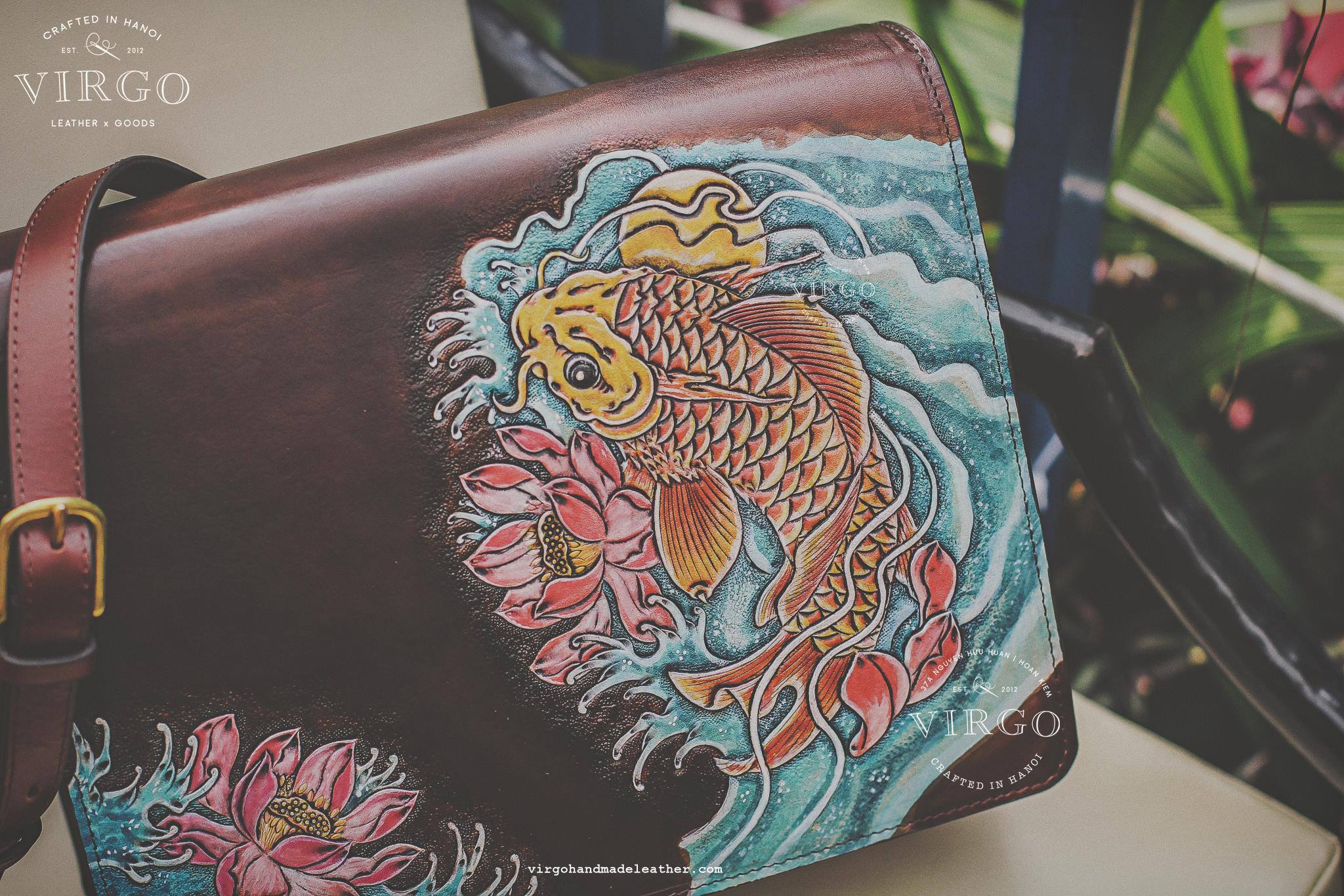 Lucky Koi Fish Lotus Rectangle Crossbody Bag