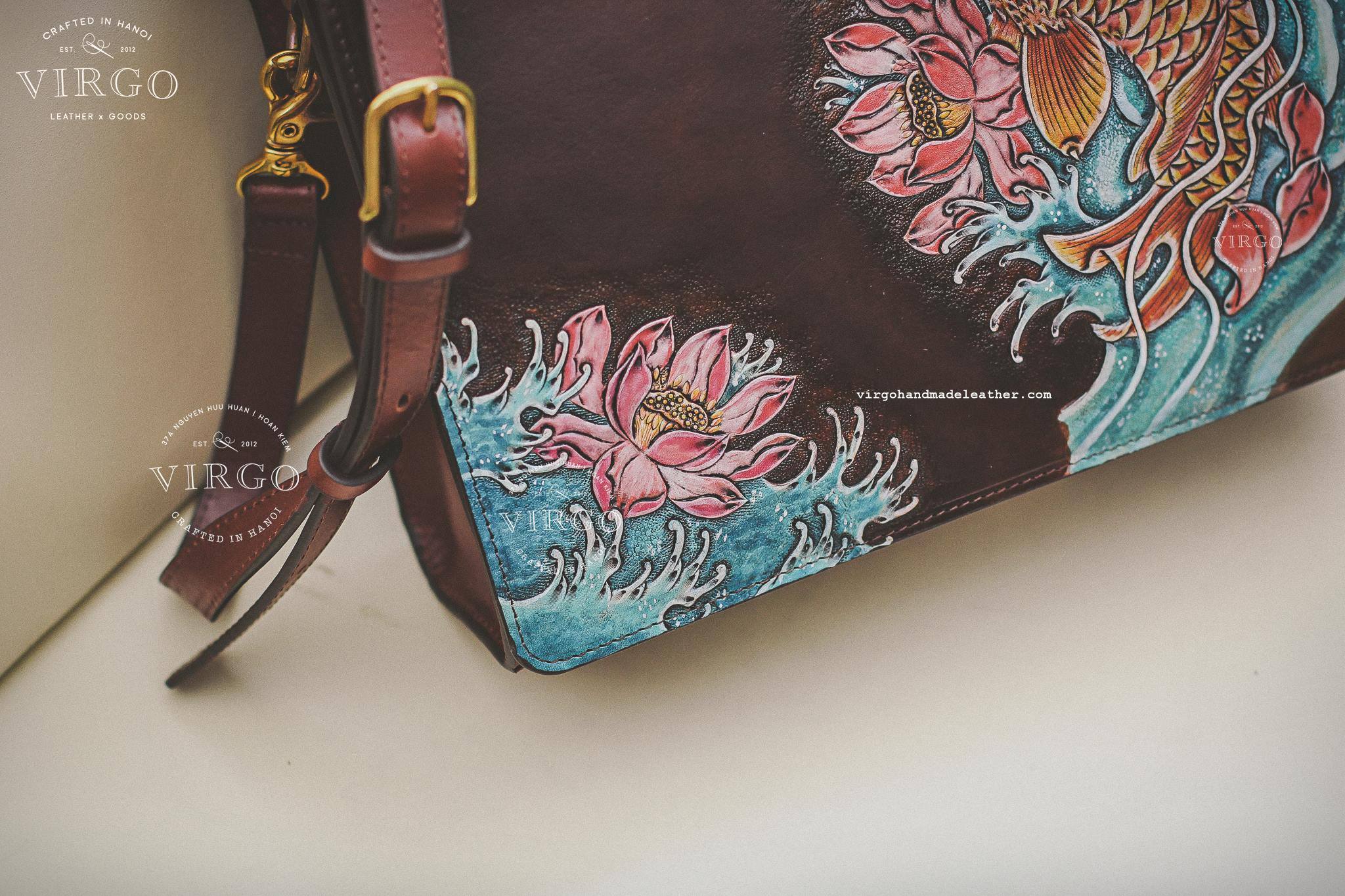 Lucky Koi Fish Lotus Rectangle Crossbody Bag