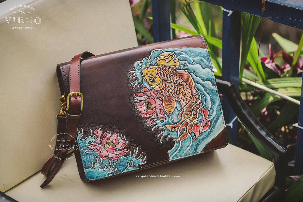 Lucky Koi Fish Lotus Rectangle Crossbody Bag