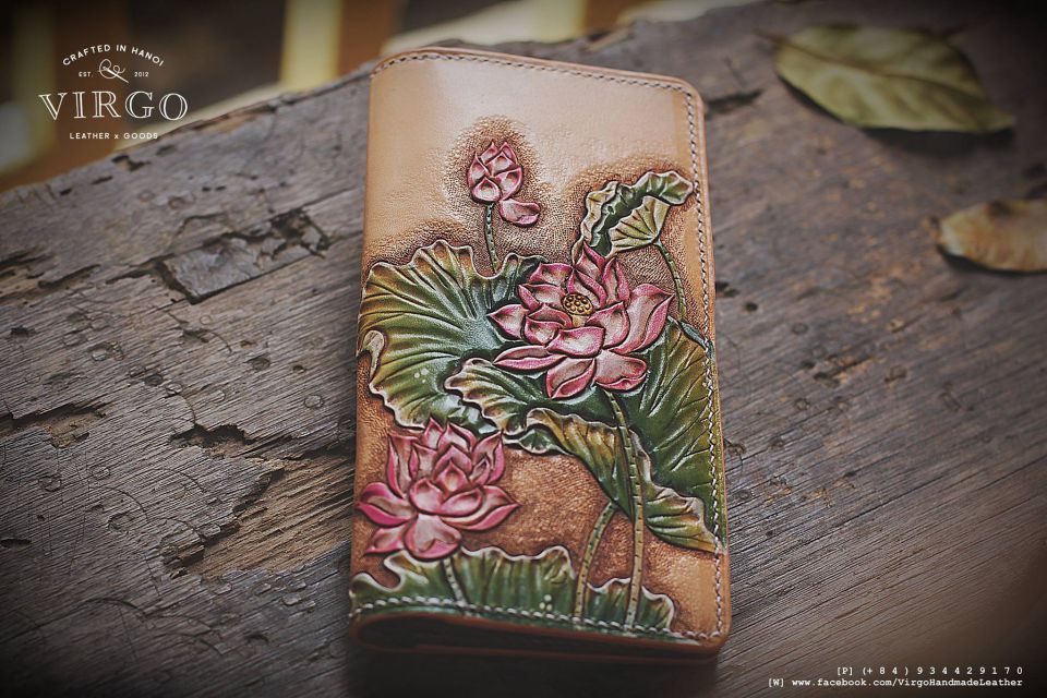 Beige Lotus Long Wallet