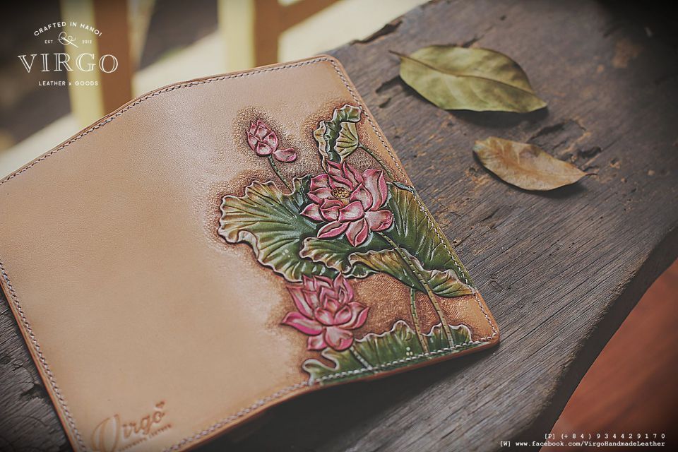 Beige Lotus Long Wallet