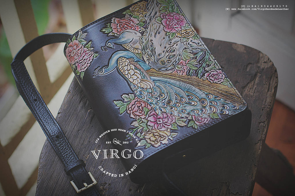 Peakcocks and Peonies Medium Crossbody Bag