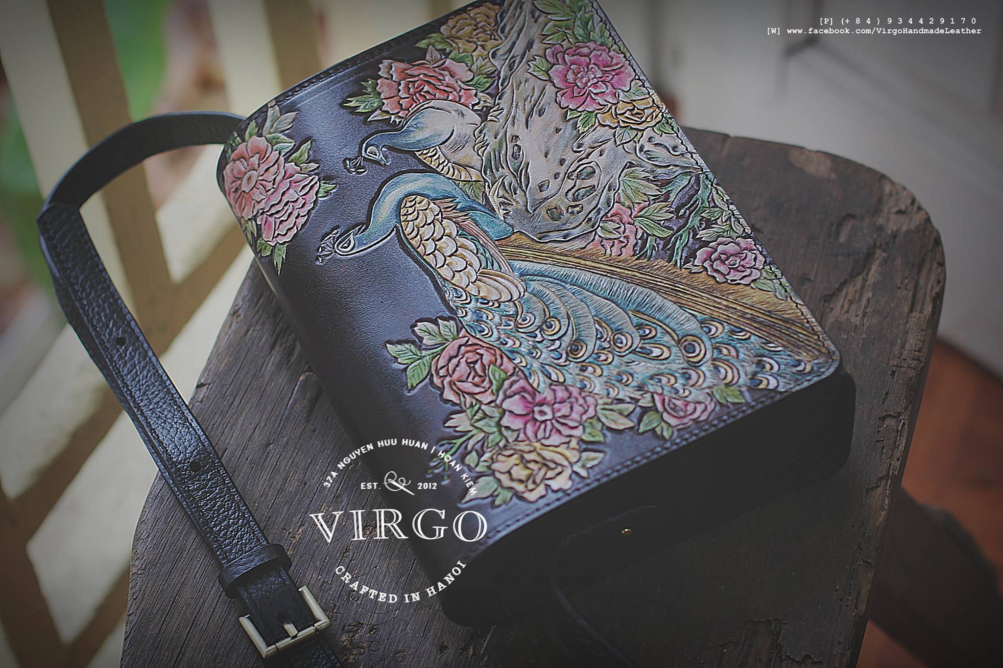 Peakcocks and Peonies Medium Crossbody Bag