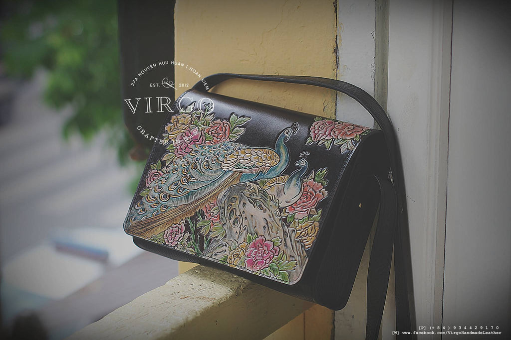 Peakcocks and Peonies Medium Crossbody Bag