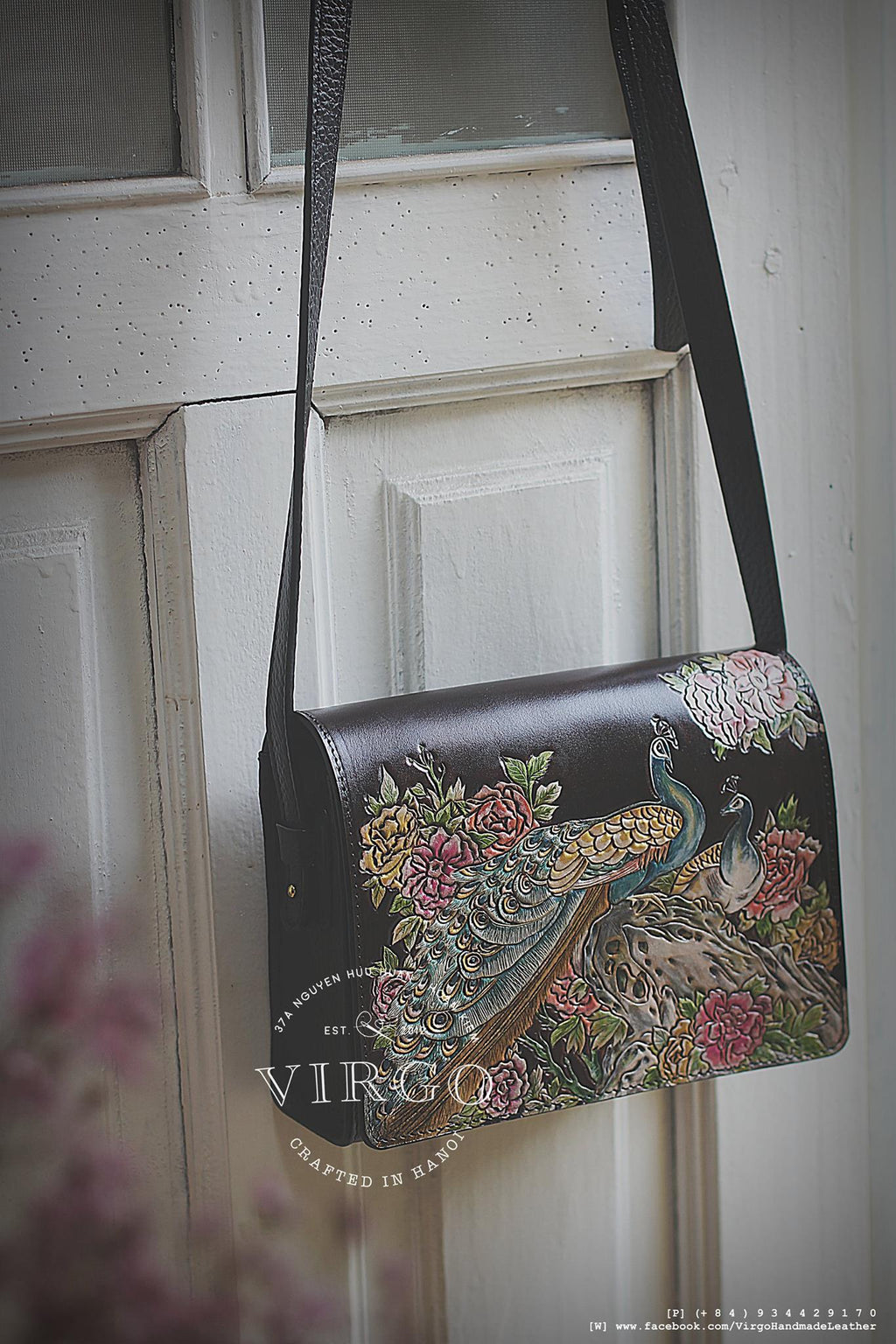 Peakcocks and Peonies Medium Crossbody Bag