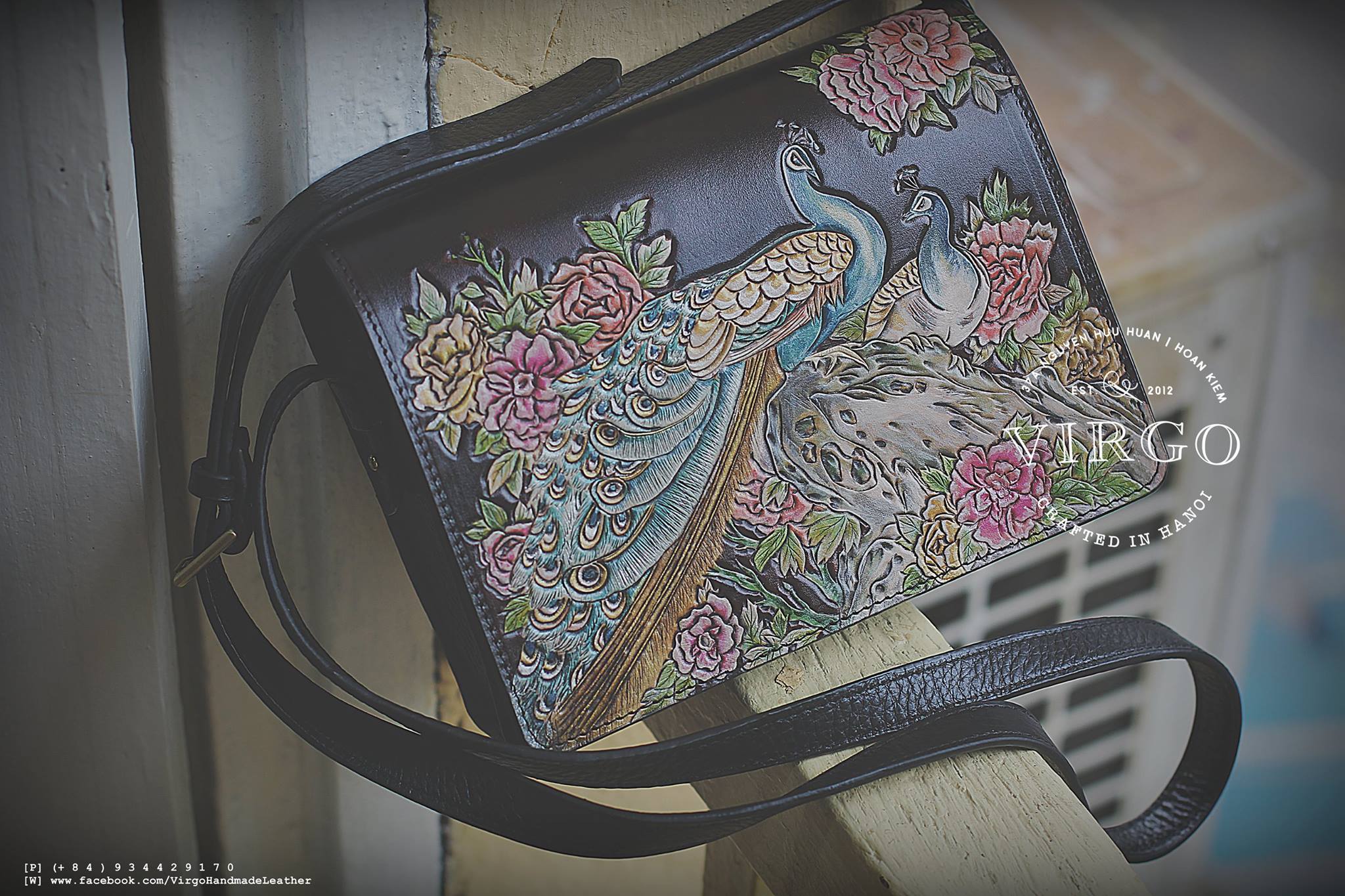 Peakcocks and Peonies Medium Crossbody Bag