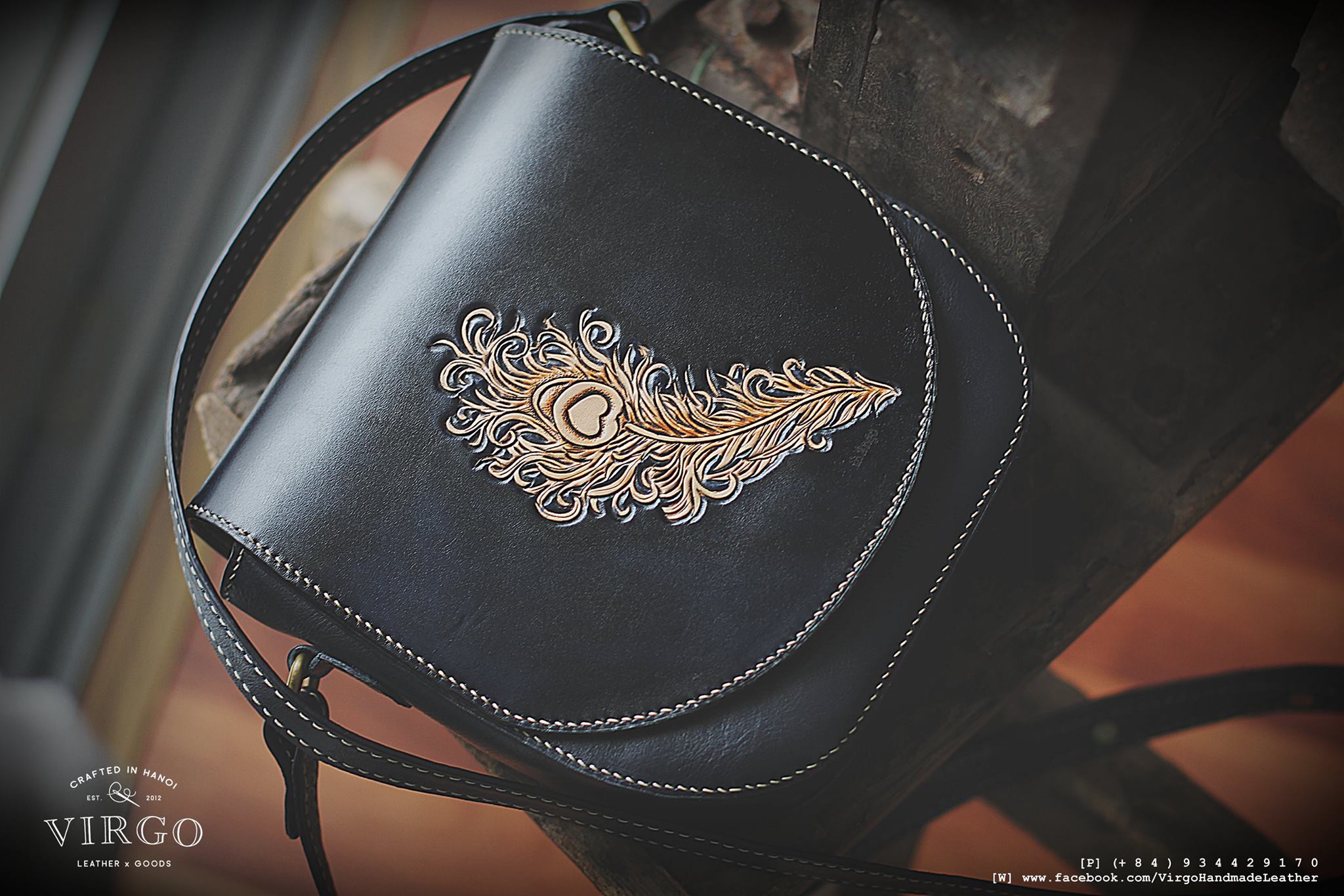 Feather Half Moon Crossbody Bag