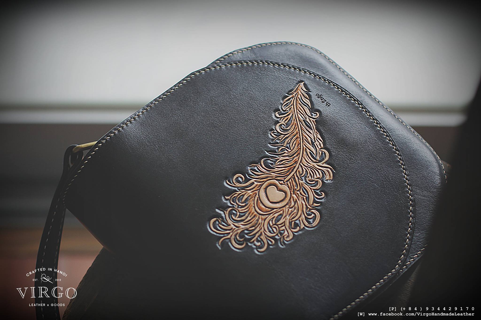 Feather Half Moon Crossbody Bag
