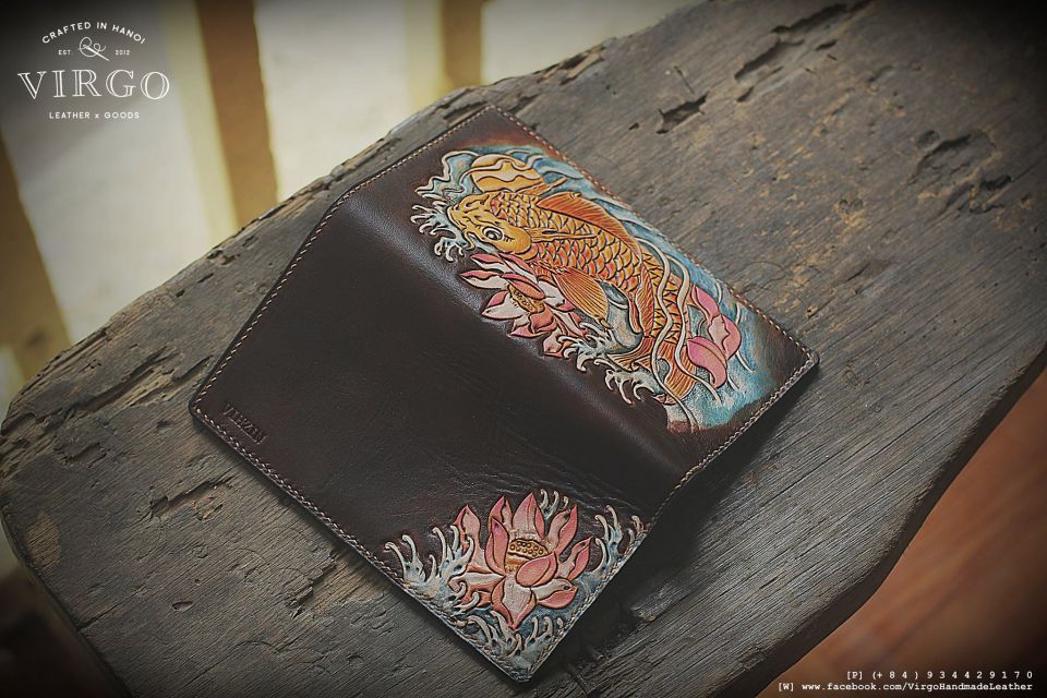 Koi Fish Long Men Carving Wallet
