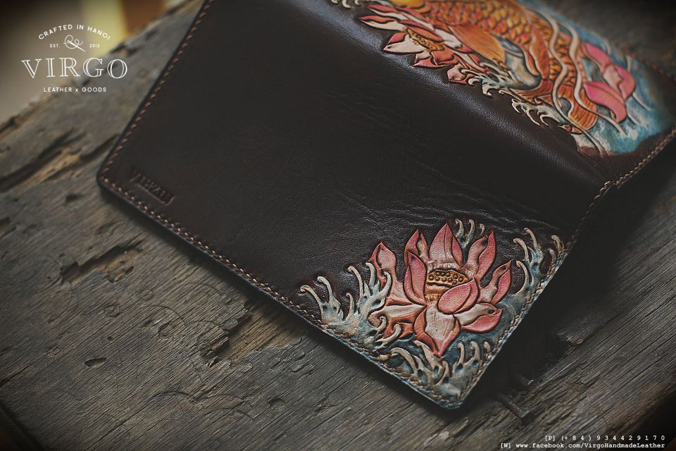 Koi Fish Long Men Carving Wallet