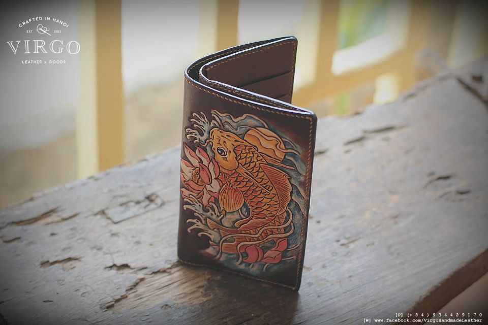 Koi Fish Long Men Carving Wallet