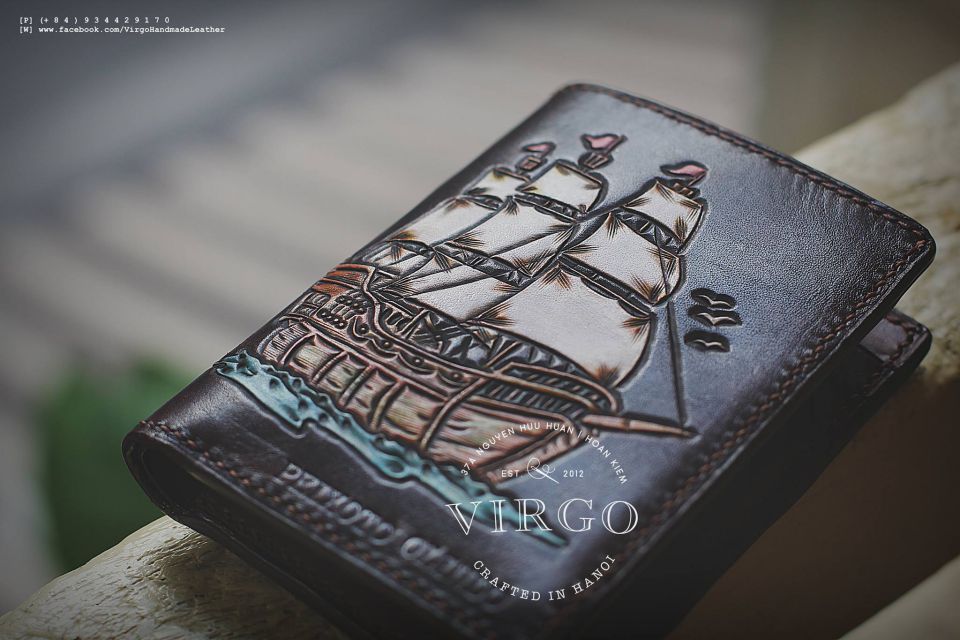 Boat and Sea Men Carving Wallet