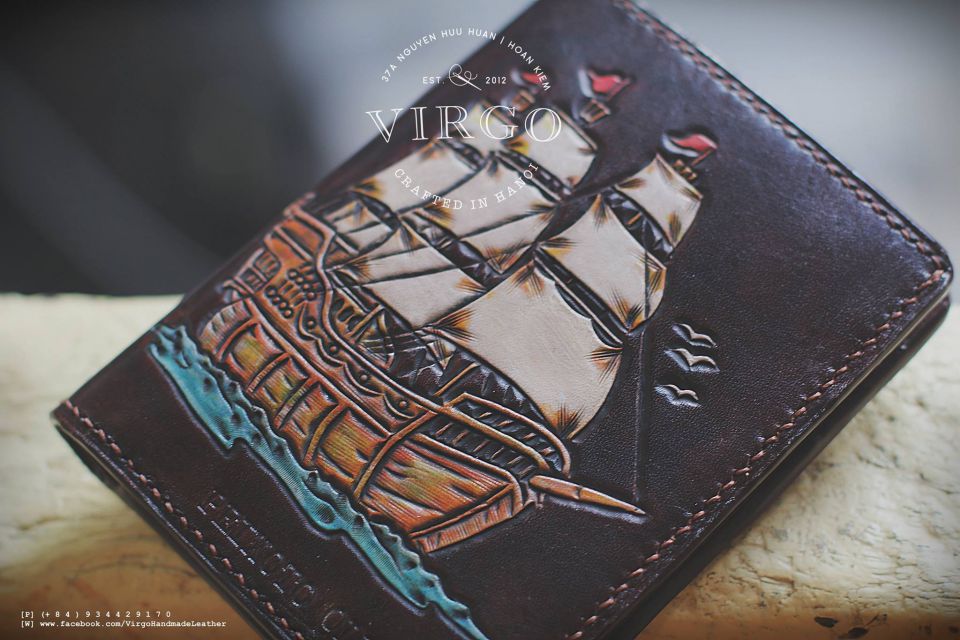 Boat and Sea Men Carving Wallet