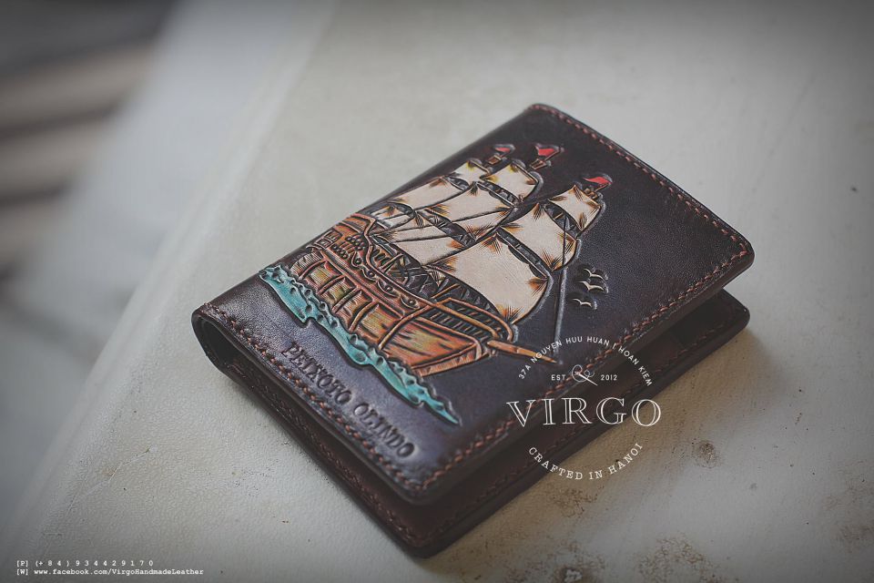 Boat and Sea Men Carving Wallet