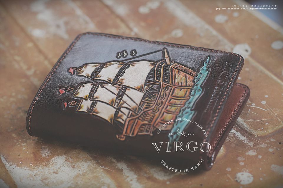 Boat and Sea Men Carving Wallet