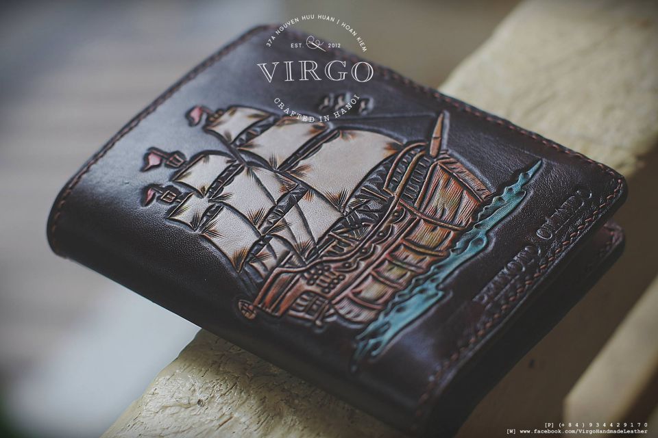 Boat and Sea Men Carving Wallet