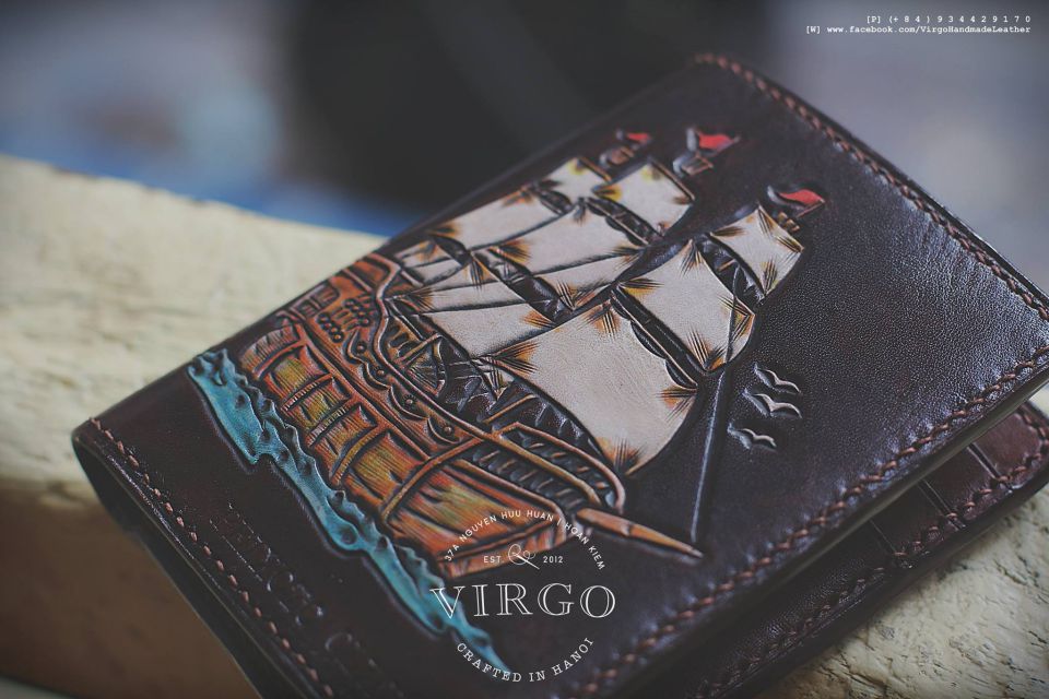 Boat and Sea Men Carving Wallet