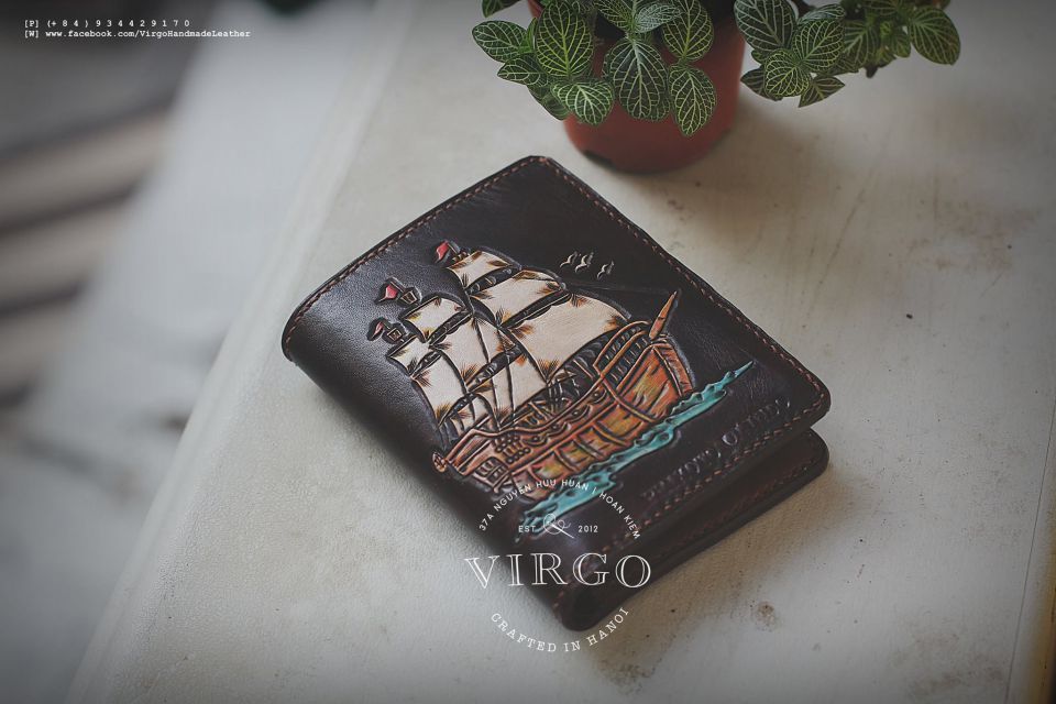 Boat and Sea Men Carving Wallet