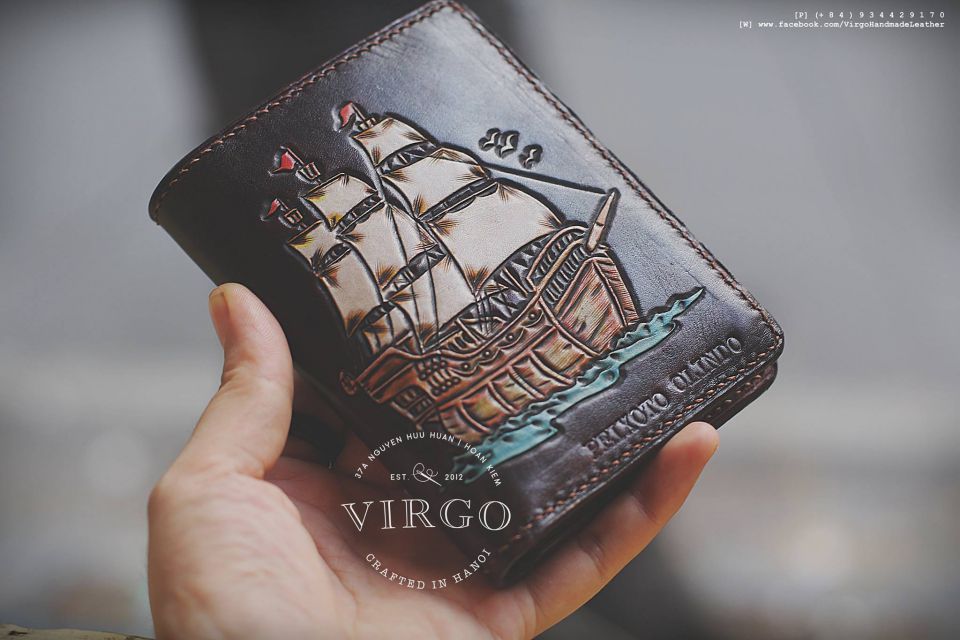Boat and Sea Men Carving Wallet