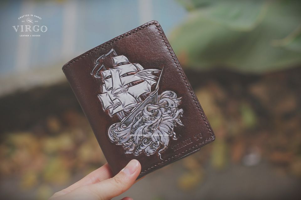 Silver Boat Men Carving Wallet