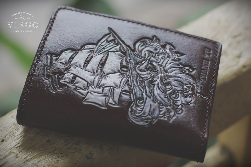 Silver Boat Men Carving Wallet
