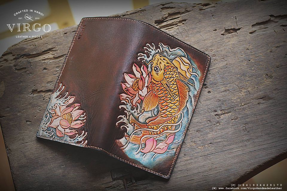 Koi Fish Long Men Carving Wallet