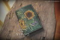 Double Sunflower Hand Carved Medium Wallet