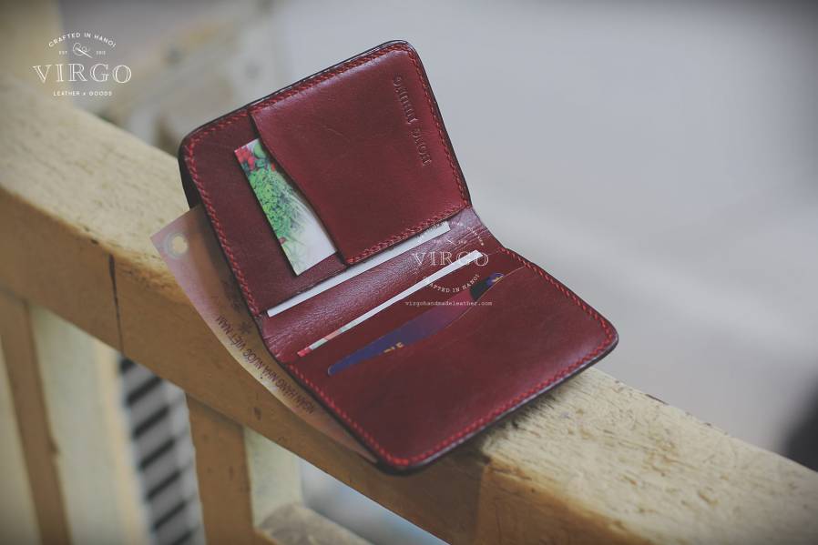 Maneki Neko Lucky Clover Carving Small Wallet
