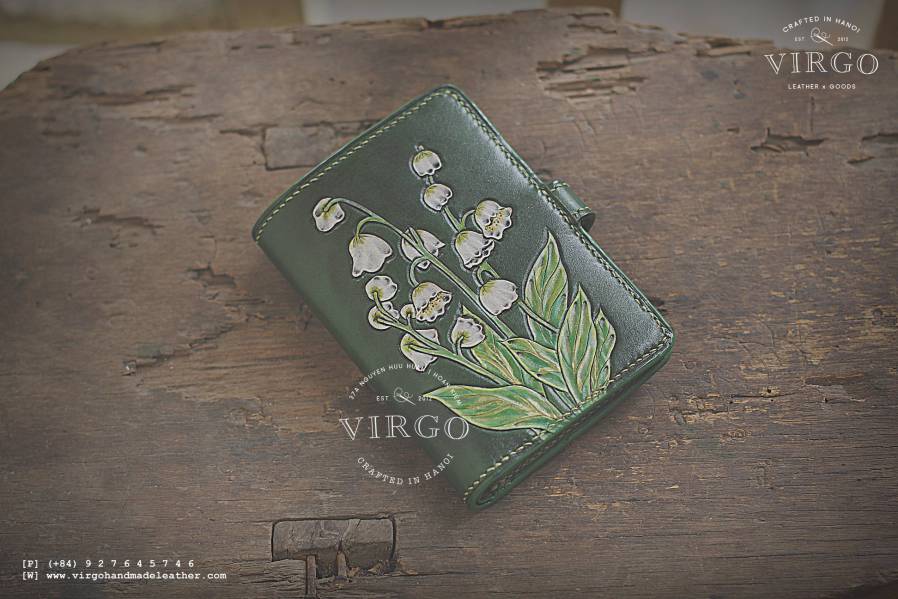 Lily of valley Hand Carved Short Coin Wallet