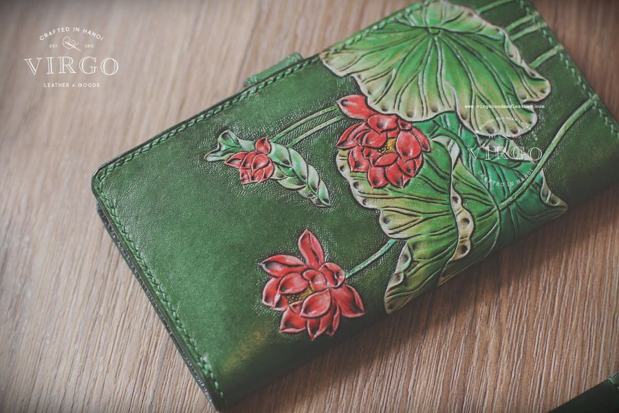 Red Lotus Phone Wallet with Detachable Strap