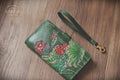 Red Lotus Phone Wallet with Detachable Strap