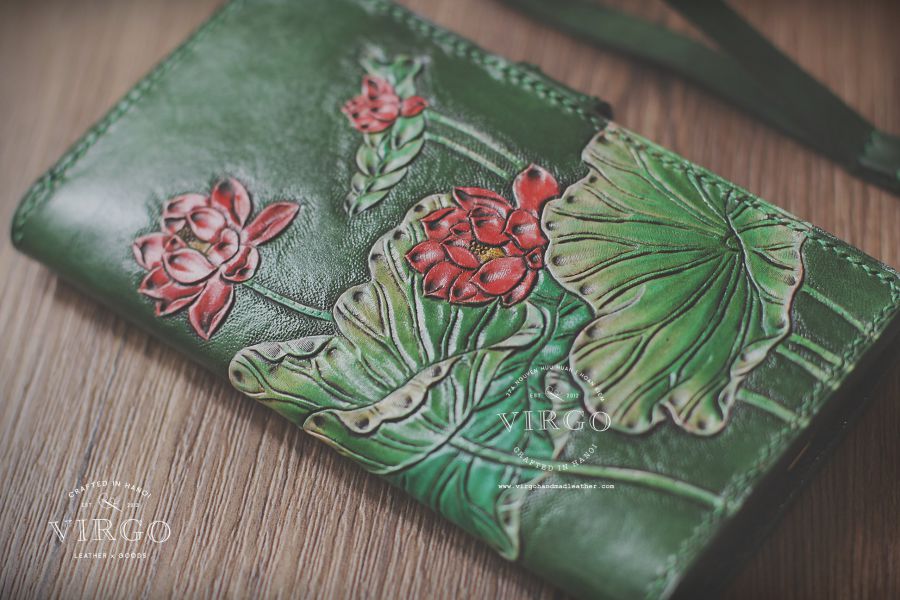 Red Lotus Phone Wallet with Detachable Strap
