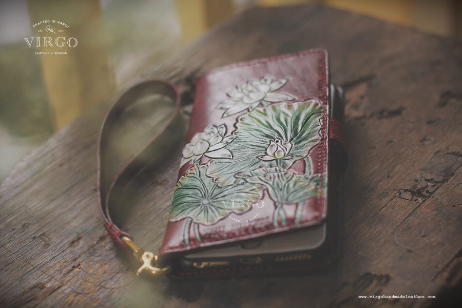 White Lotus Phone Wallet with Detachable Strap