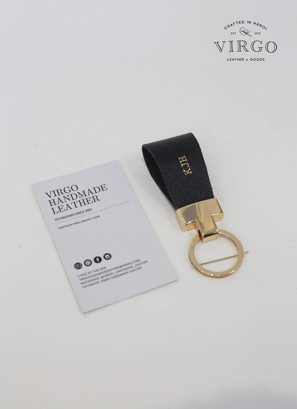 Personalized Leather Gold Keychain / Personalized Unique Keychain