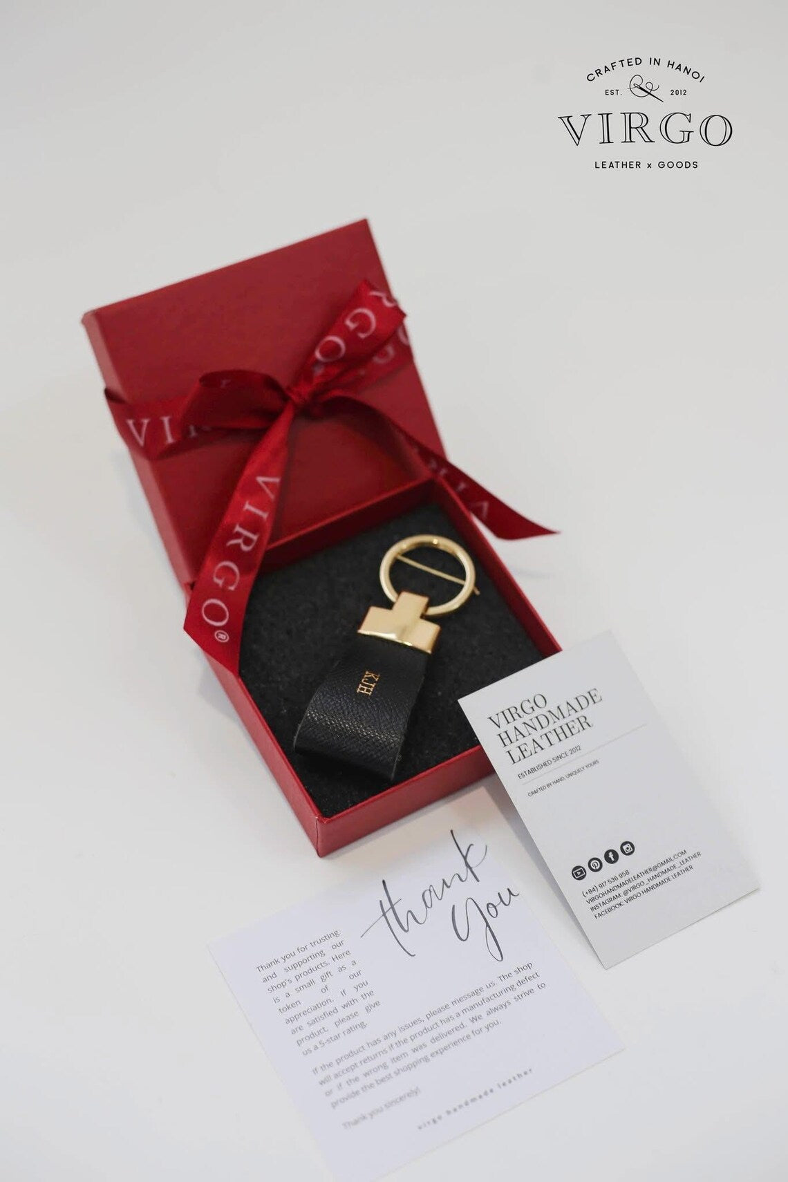 Personalized Leather Gold Keychain / Personalized Unique Keychain