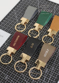 Personalized Leather Gold Keychain / Personalized Unique Keychain