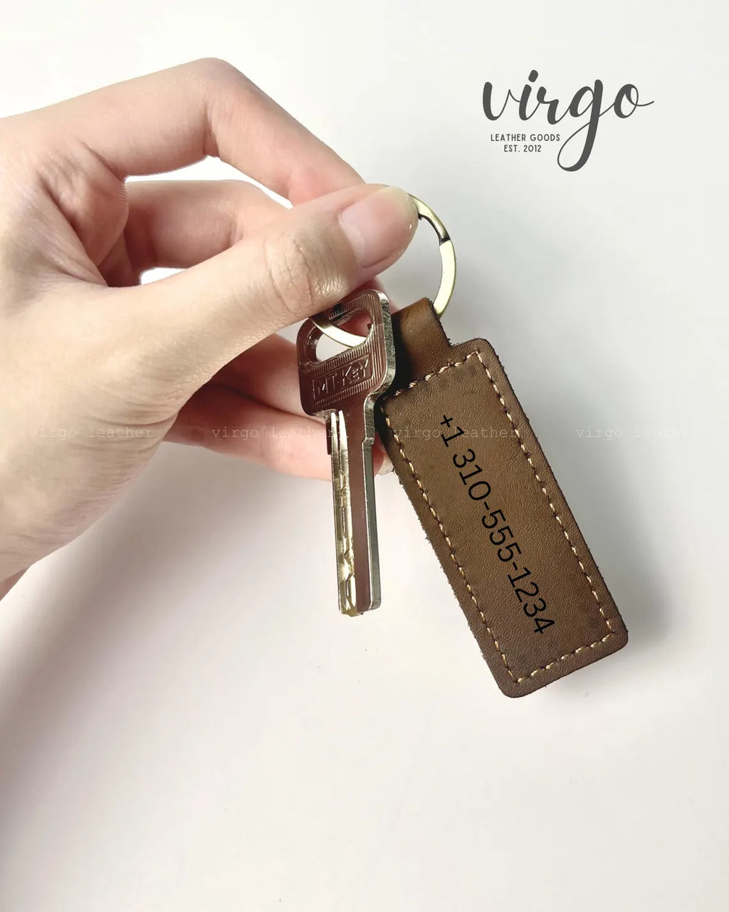 Personalized Leather Keychain, Custom Dog Portrait Keyring