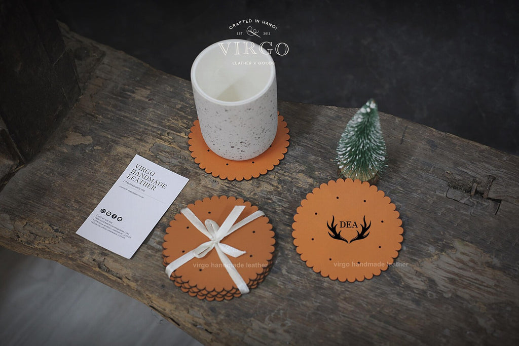 Personalized Biscuits Leather Coasters, Custom Coaster