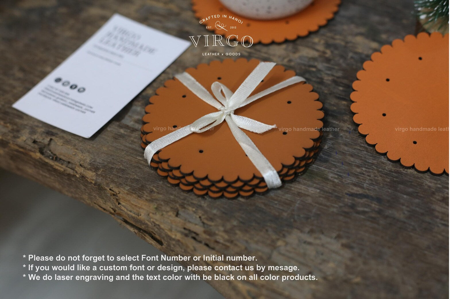 Personalized Biscuits Leather Coasters, Custom Coaster