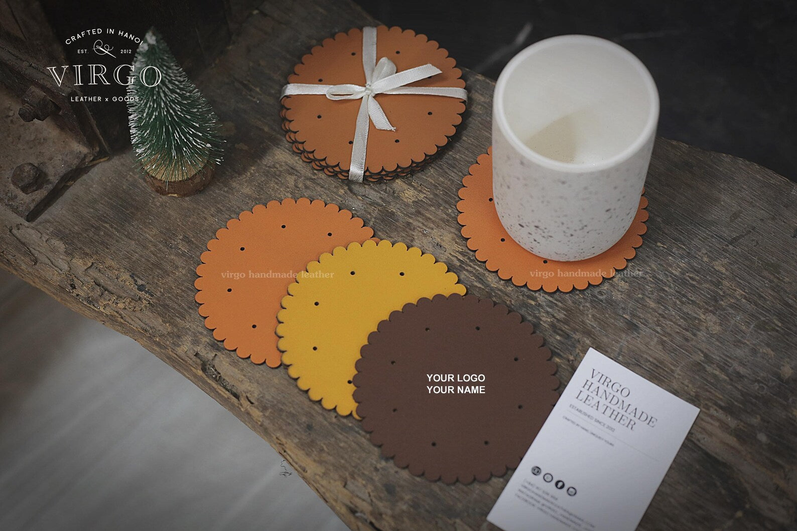 Personalized Biscuits Leather Coasters, Custom Coaster