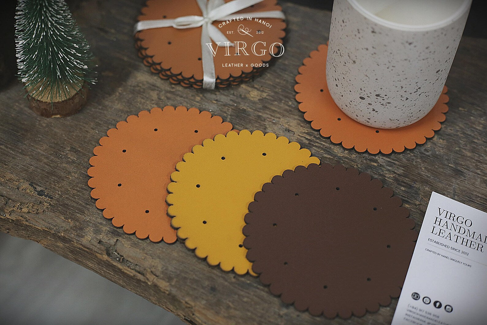 Personalized Biscuits Leather Coasters, Custom Coaster