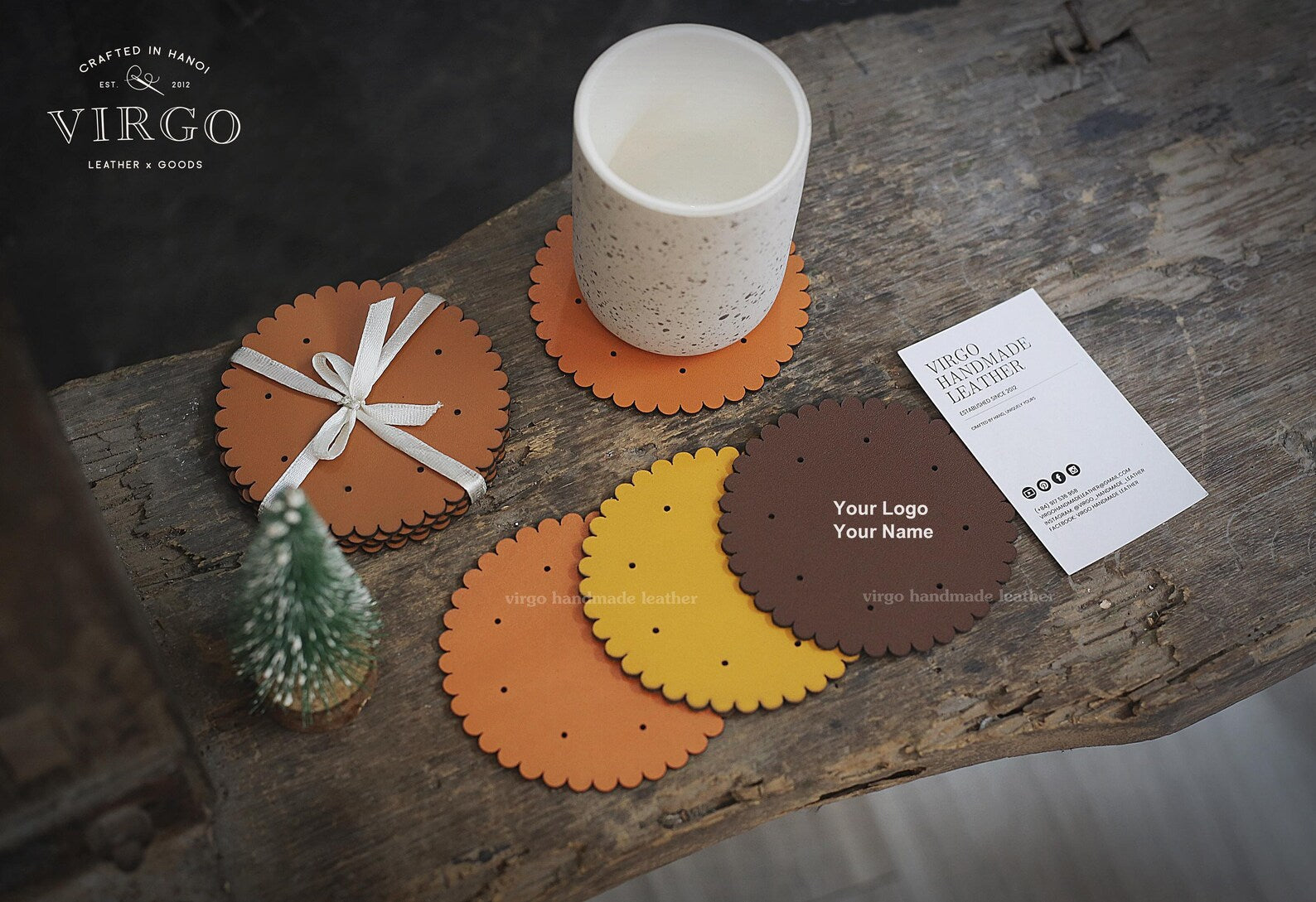 Personalized Biscuits Leather Coasters, Custom Coaster