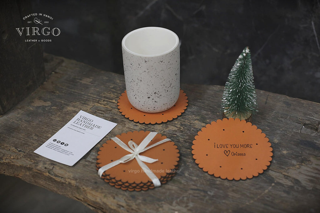 Personalized Biscuits Leather Coasters, Custom Coaster