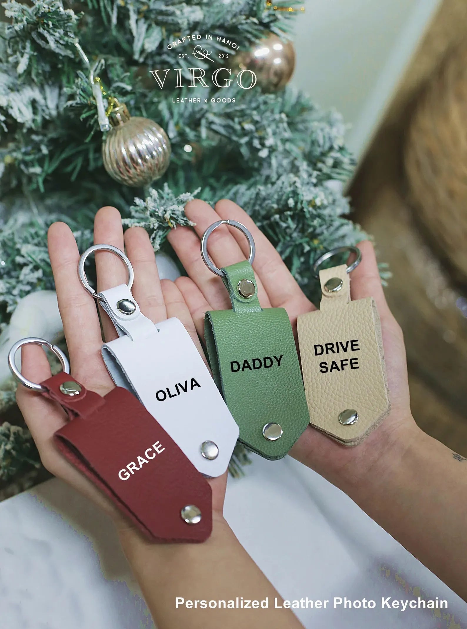 Personalized Leather Keychain, Custom Stamped Initial Keychain