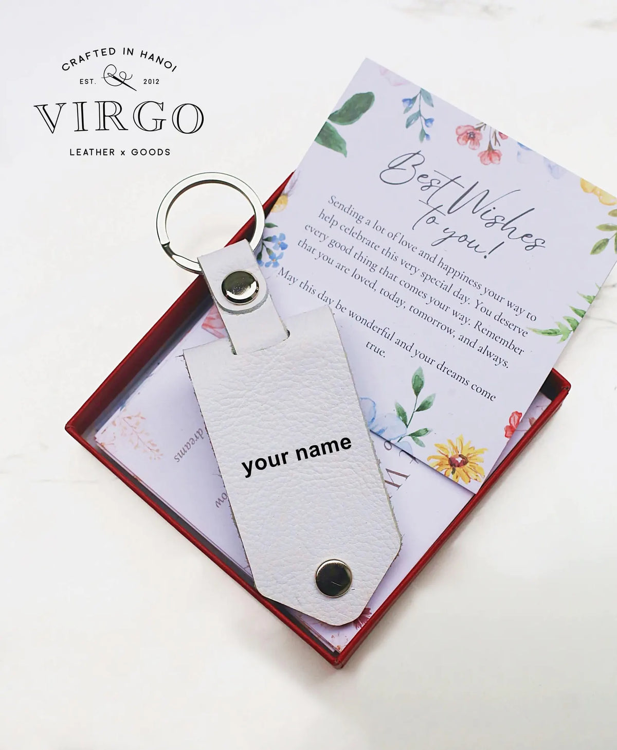 Personalized Leather Keychain, Custom Stamped Initial Keychain
