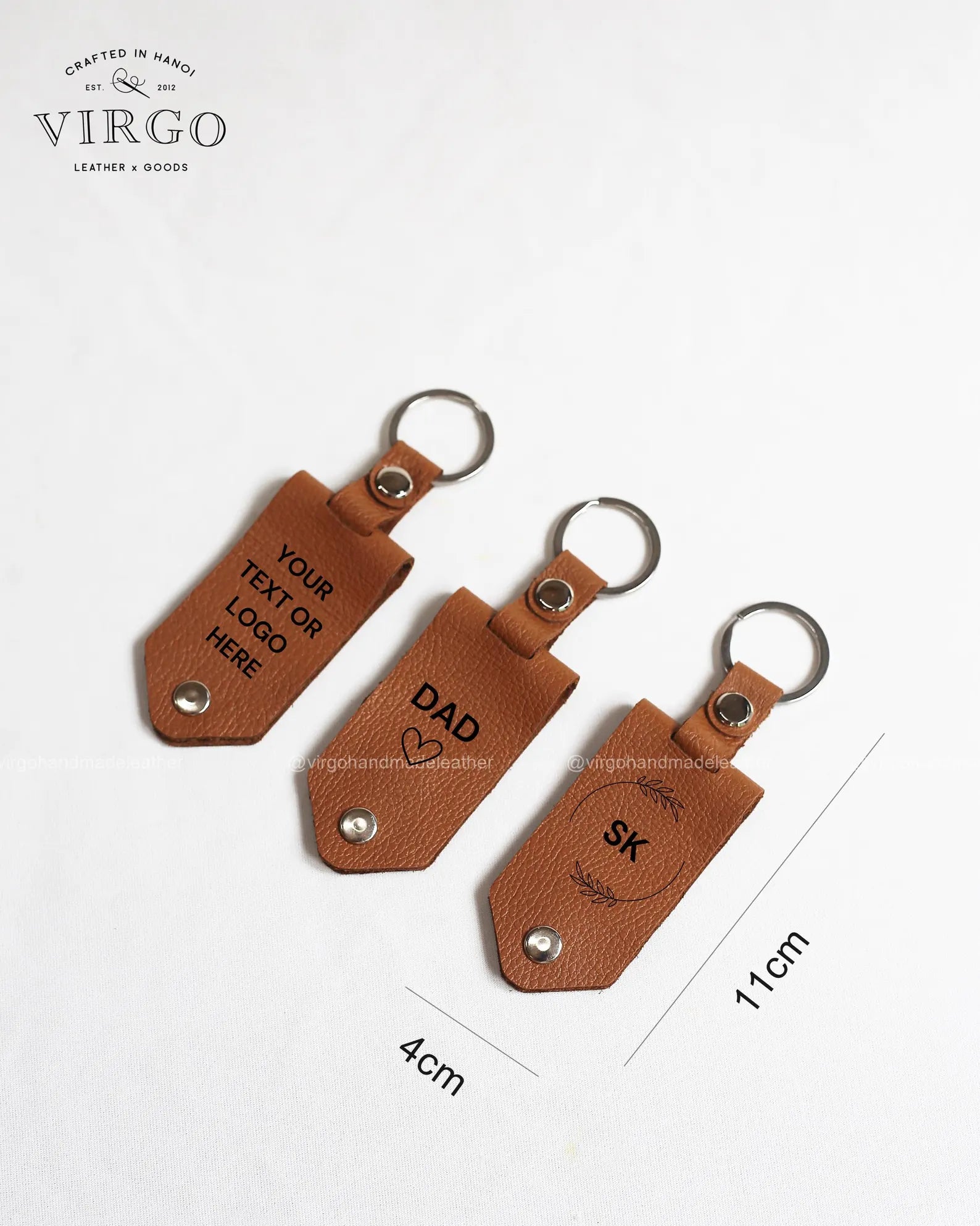 Personalized Leather Keychain, Custom Stamped Initial Keychain