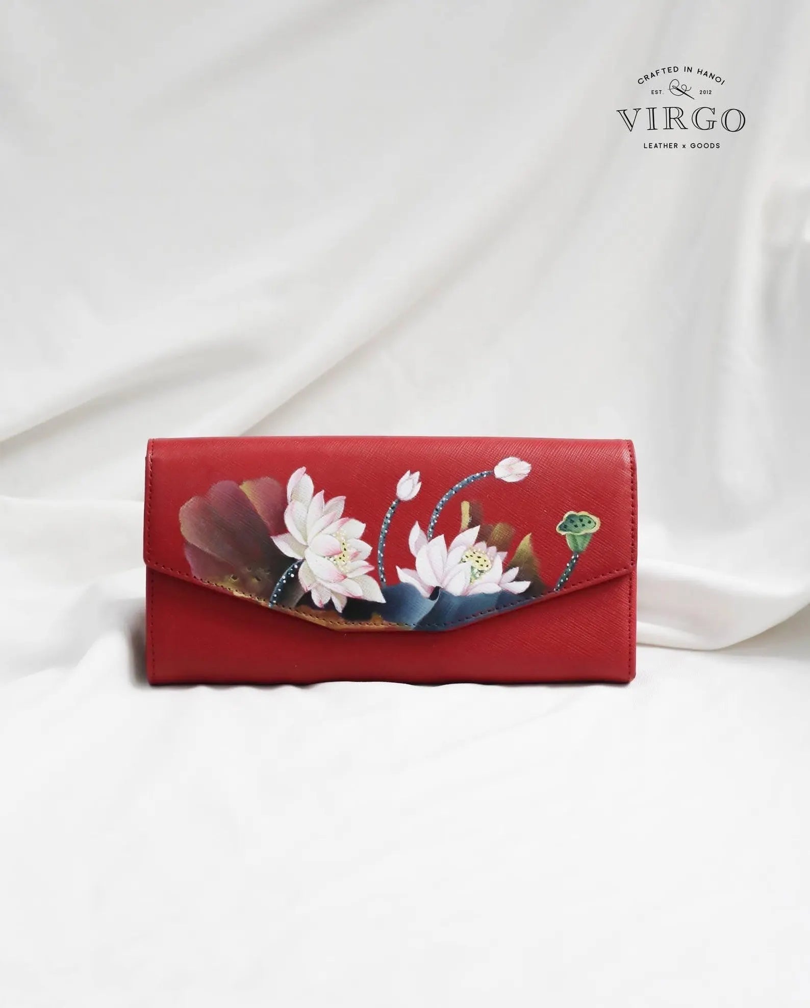 Lotus Hand-Painted Leather Wallet