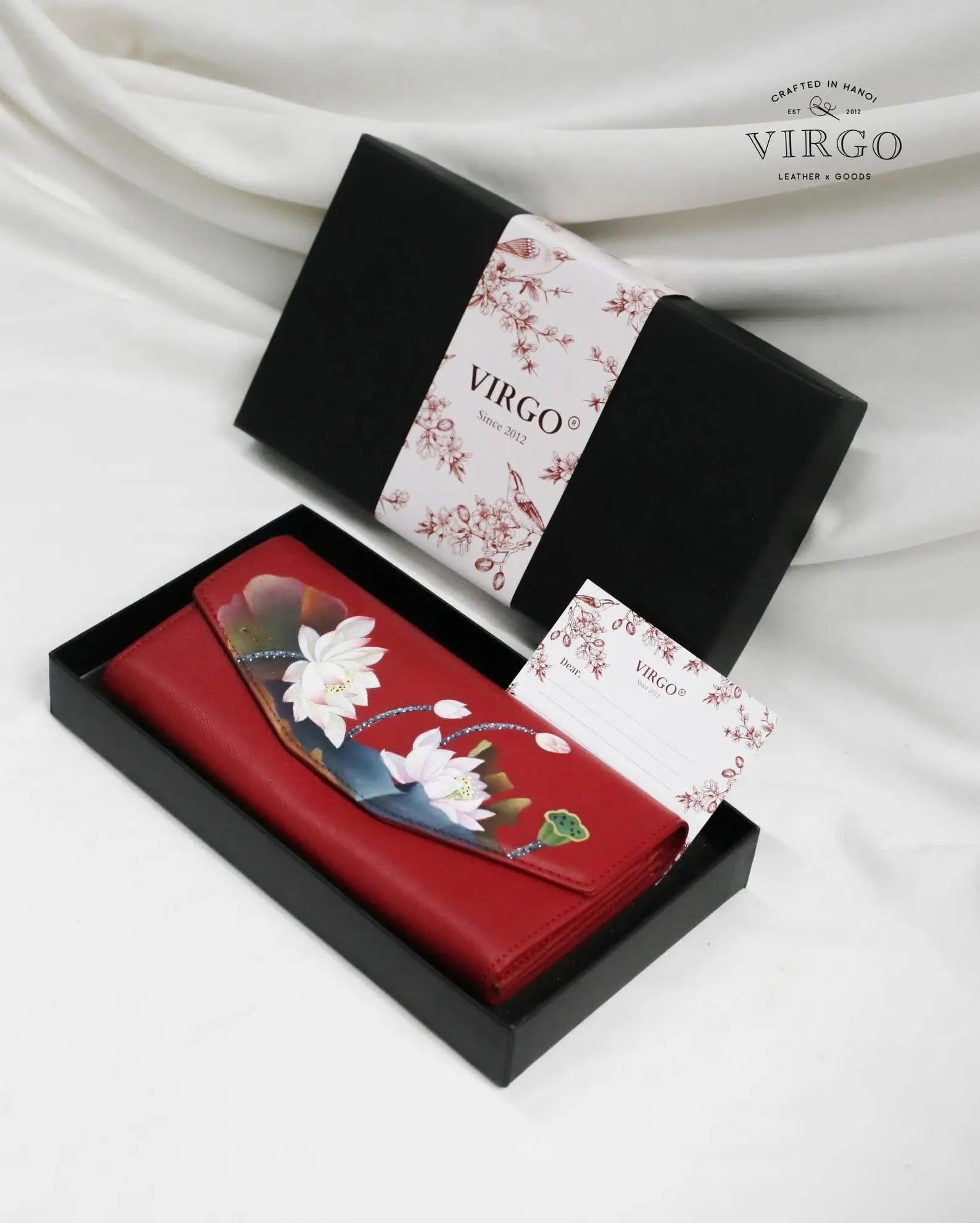 Lotus Hand-Painted Leather Wallet