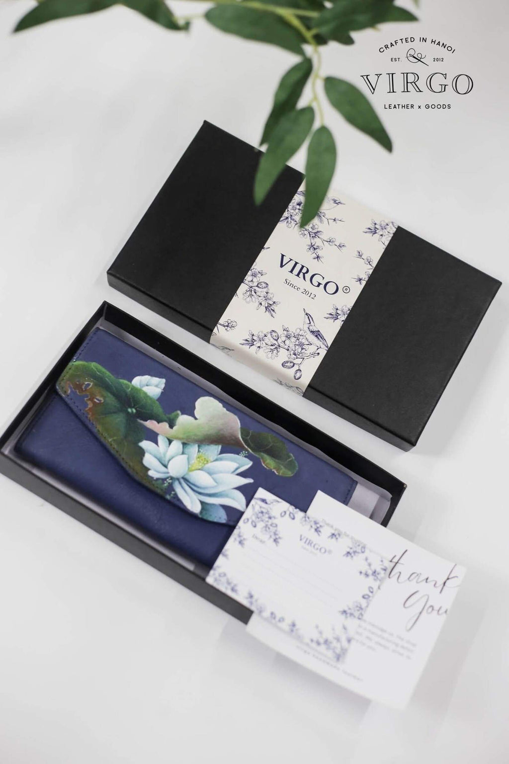 Lotus Hand-Painted Leather Wallet