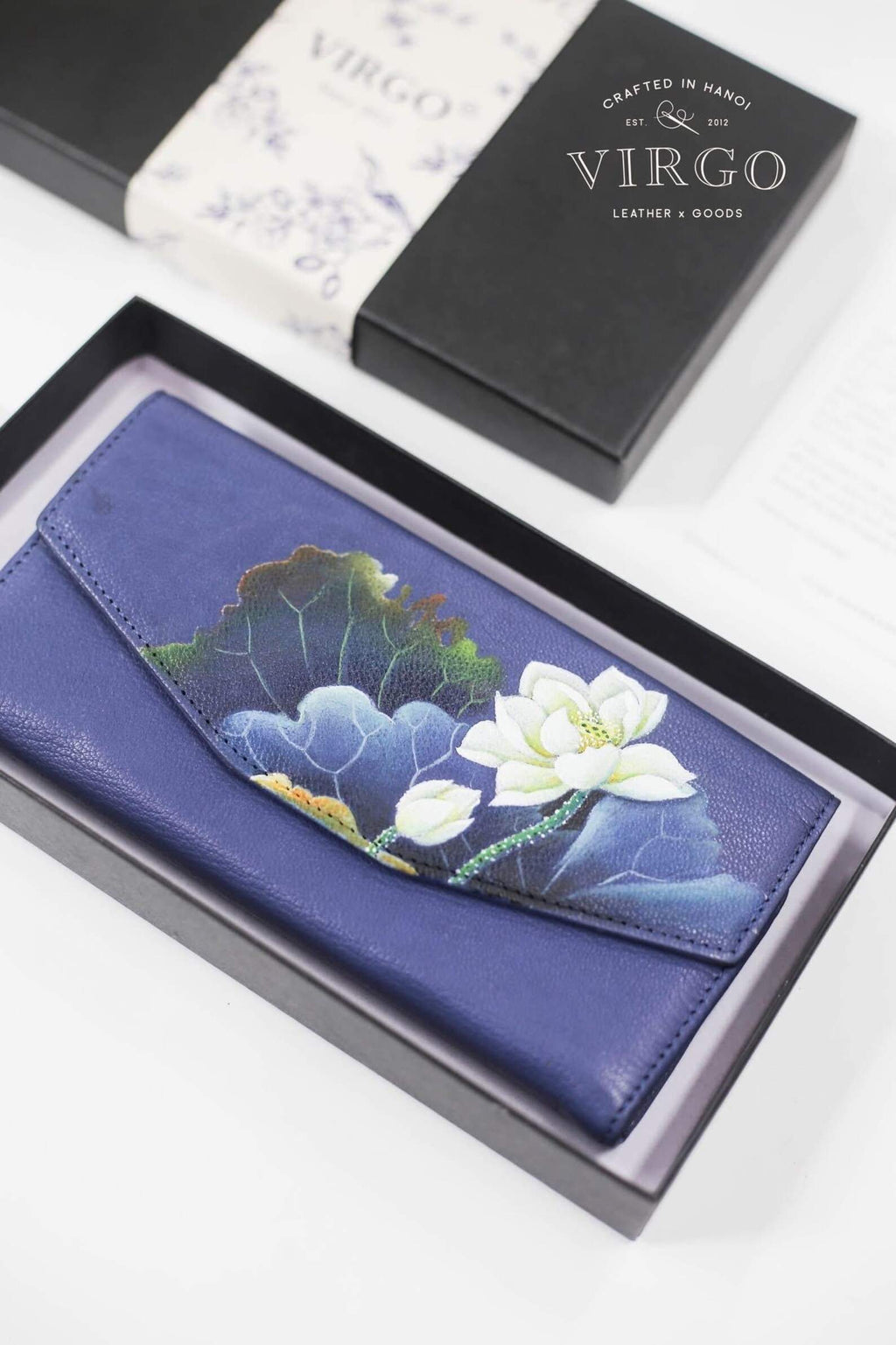 Lotus Hand-Painted Leather Wallet